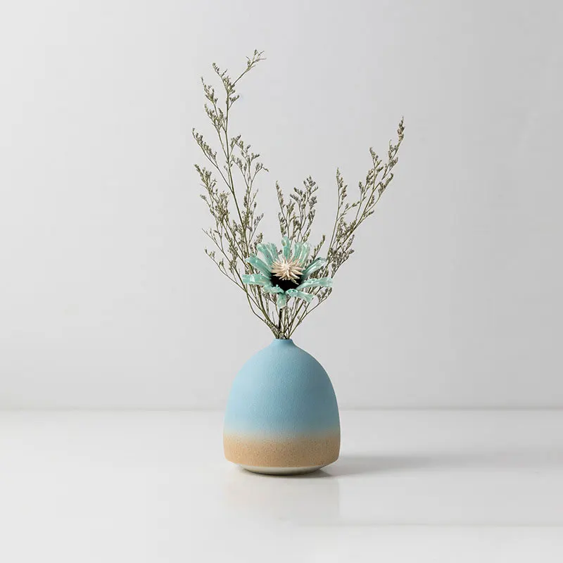 Vase with Flower Декор для дома керамическая ваза для цветов Искусственный цветок керамический горшок вазы для домашние рукодельные украшения подарки - Цвет: Vase with Flower