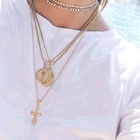 Женское простое золотое ожерелье Mary Cross, многослойное длинное ожерелье для вечеринки, свадьбы, очаровательные ювелирные изделия, подарочные аксессуары