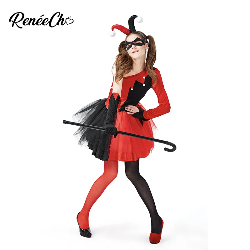 Костюм на Хэллоуин Reneecho для взрослых женщин костюм злого шута Женский клоуна