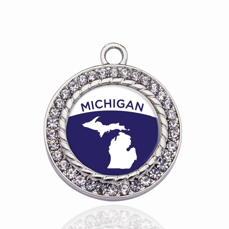 Очаровательное кольцо Мичигана Серебряная подвеска на свитер цепочка в стиле