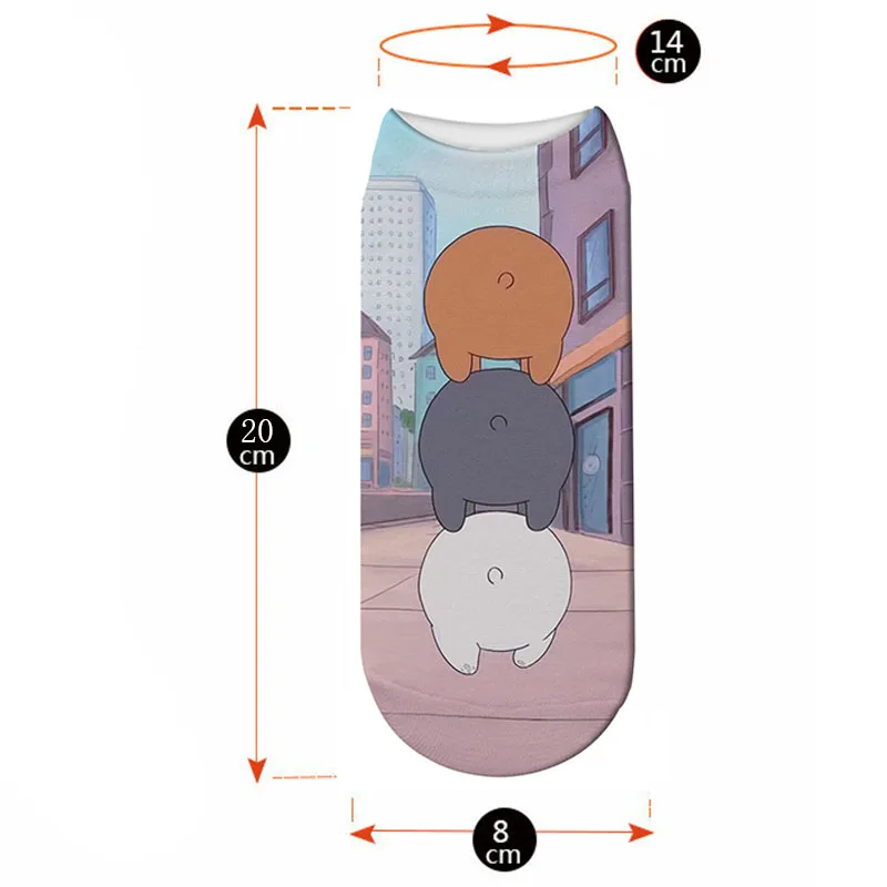 Новые милые носки Харадзюку С 3D принтом мультяшных китов женские короткие с