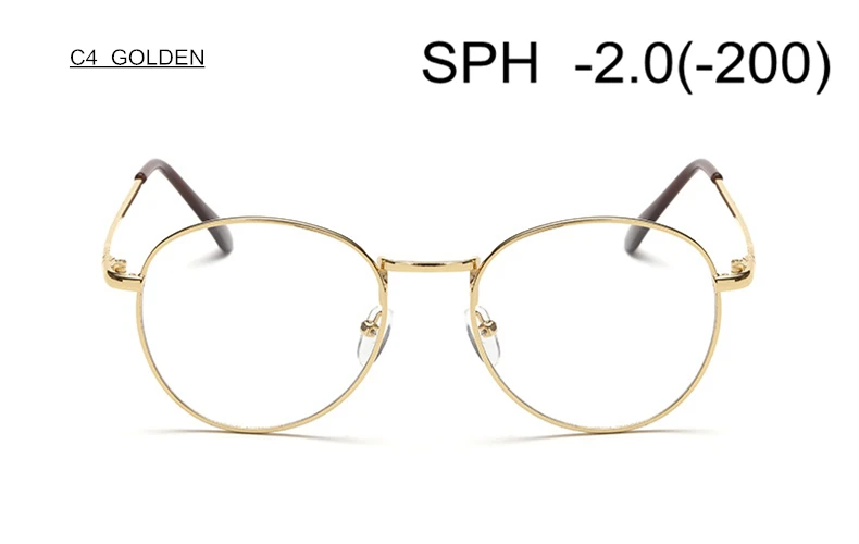 C4 (-2.0) SUMONDY диоптрий SPH-1,0 до-4,0 очки для близорукости для мужчин и женщин металлическая оправа Очки для близоруких очки по рецепту UF18 - Цвет оправы: C4 (-2.0)