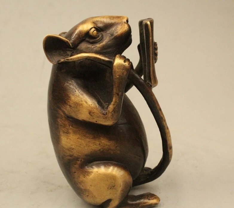 4 &quotКитайский Фэншуй медный Зодиак Год счастливый мышь выглядит Буке богатство