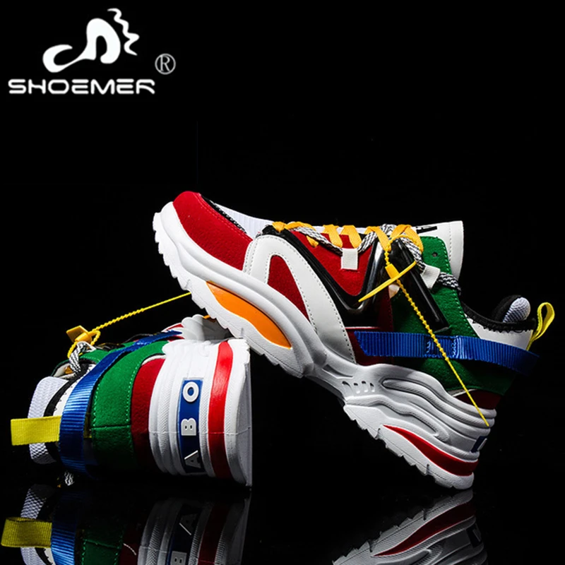 SHOEMER unisex couple shoes men and women casual increased 6CM Harajuku breathable sports on foot | Обувь
