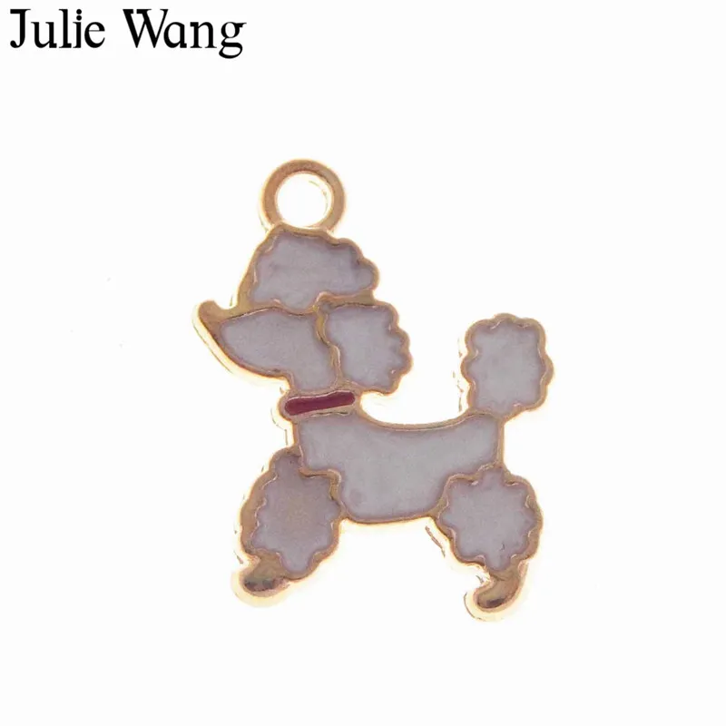 Julie Wang 6 шт. сплав Золотая основа Синий/Розовый эмаль маленькая пудель собака