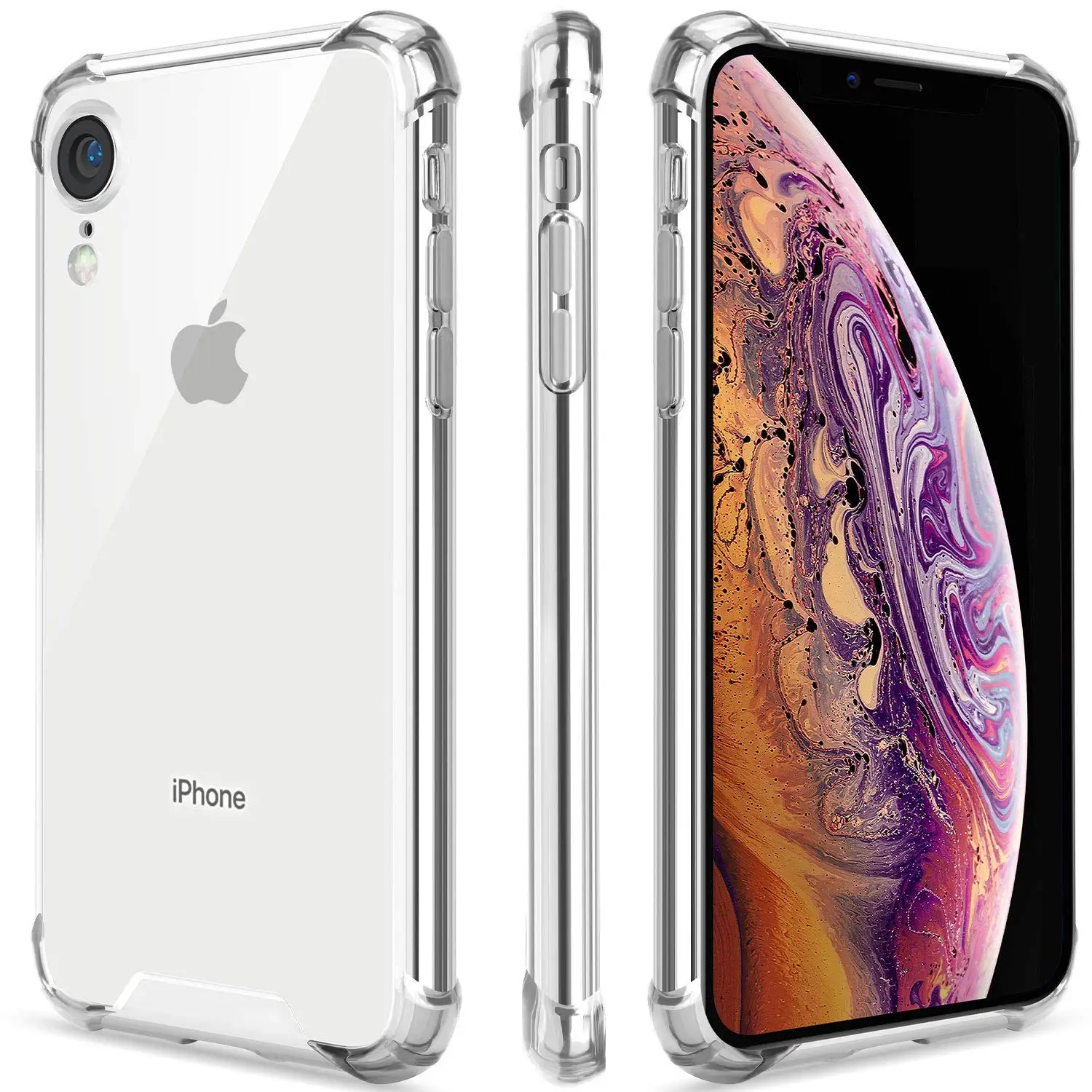 Чехол для iPhone XS X 8, прозрачный, милый, градиентный, тонкий, не царапающийся, TPU, чехол для телефона, усиленный, с углами, противоударный, защитный чехол - Цвет: Transparent