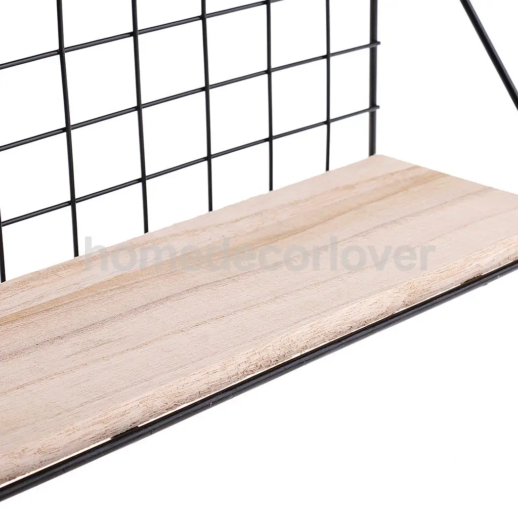 1Pc Metal &amp Wooden Wall Hanging Rack Shelf Holder Cabinet for Flower Pot Gadgets Hold | Storage Holders Racks