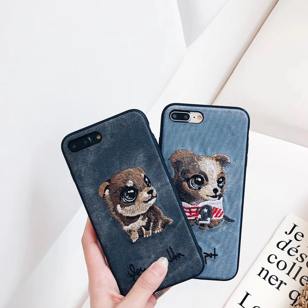 Милый 3D вышивка собака породы Шнауцер Pet Чехол для iPhone Xs MAX Xr X 6 6splus 7 8plus мягкая