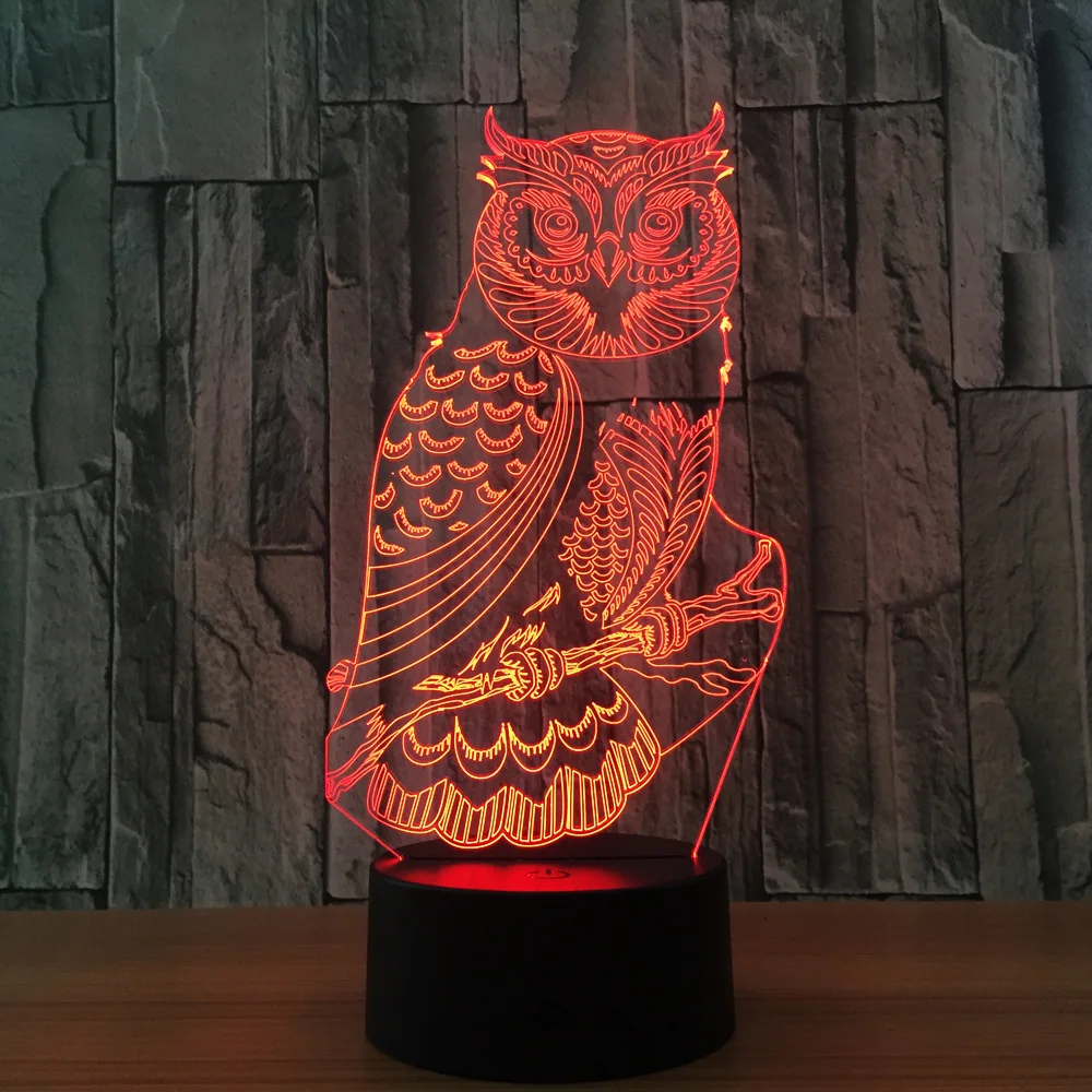 

Owl 3D LED Night Light Baby Room Decoration Lamp Acrylic Color Changing Table Lights Child Kids Baby Soft Lights Bedroom Decor