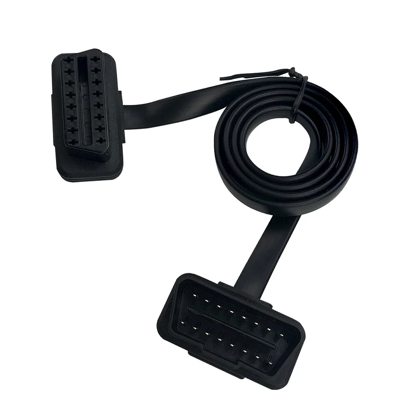 60 см плоский тонкий как лапша OBD 2 OBD2 ELM327 адаптер 16 контактный штекер гнездо