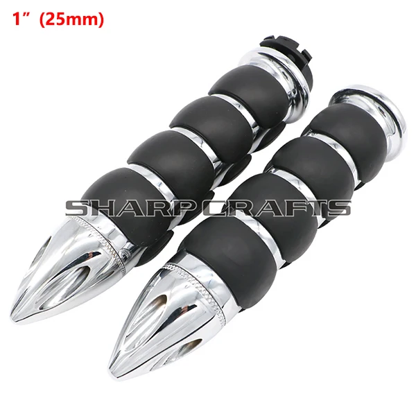 D Chrome 25mm " 25 мм и 7/8" 22 мм заготовка резиновая пламя Спайк рукоятки для Harley Honda Kawasaki Suzuki Yamaha велосипеды крейсер Чоппер на заказ - Цвет: D Chrome 25mm