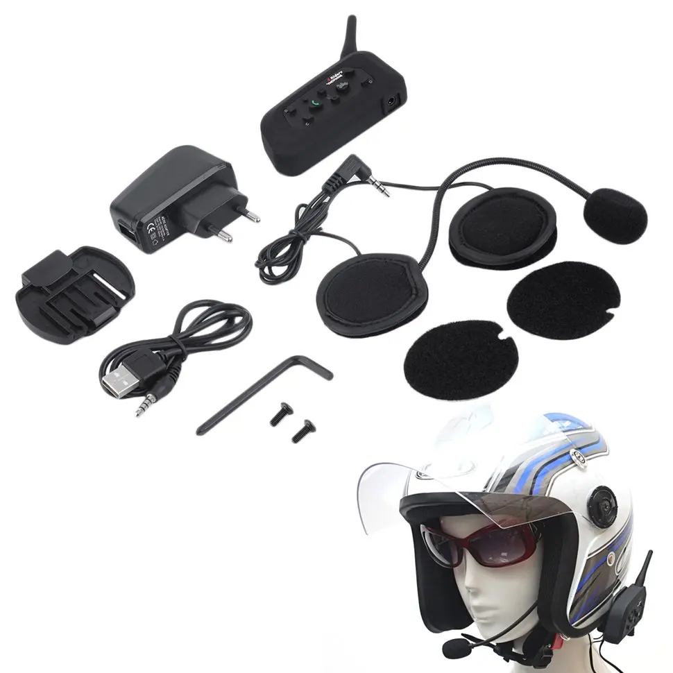 2pcs V6 1200m Bluetooth Intercom for Motorcycle Helmet Headset Interphone EU Plug |