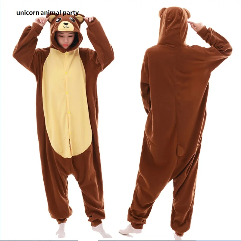 Kigurumi Onesie Brown Bear Pajamas Sleepsuit Sleepwear Anime Cosplay Costume Unisex Cartoon Pyjamas Piece Halloween |