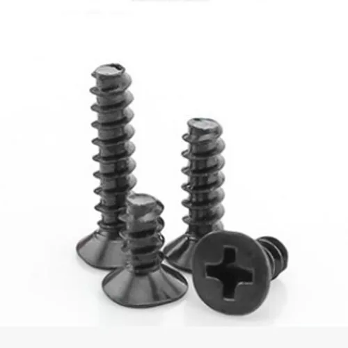 

50pcs M1.8 flat head Phillips Flat tail self tapping screw Cross countersunk heads self-attack bolt black 3mm-8mm Length