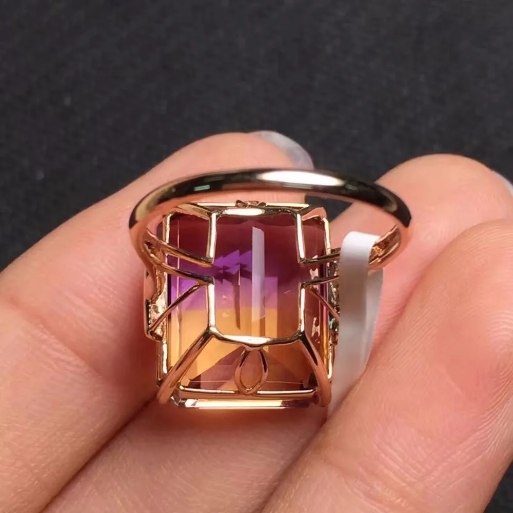 Fine Jewelry Real 18K Gold Au750 100% Natural Ametrine Gemstone Jewellery Ring Wedding Rings for women Gift | Украшения и