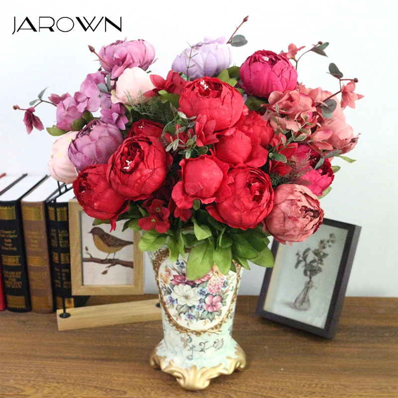 

Искусственные европейские пионы JAROWN, искусственные цветы для свадебной студийной фотосъемки, украшение для дома