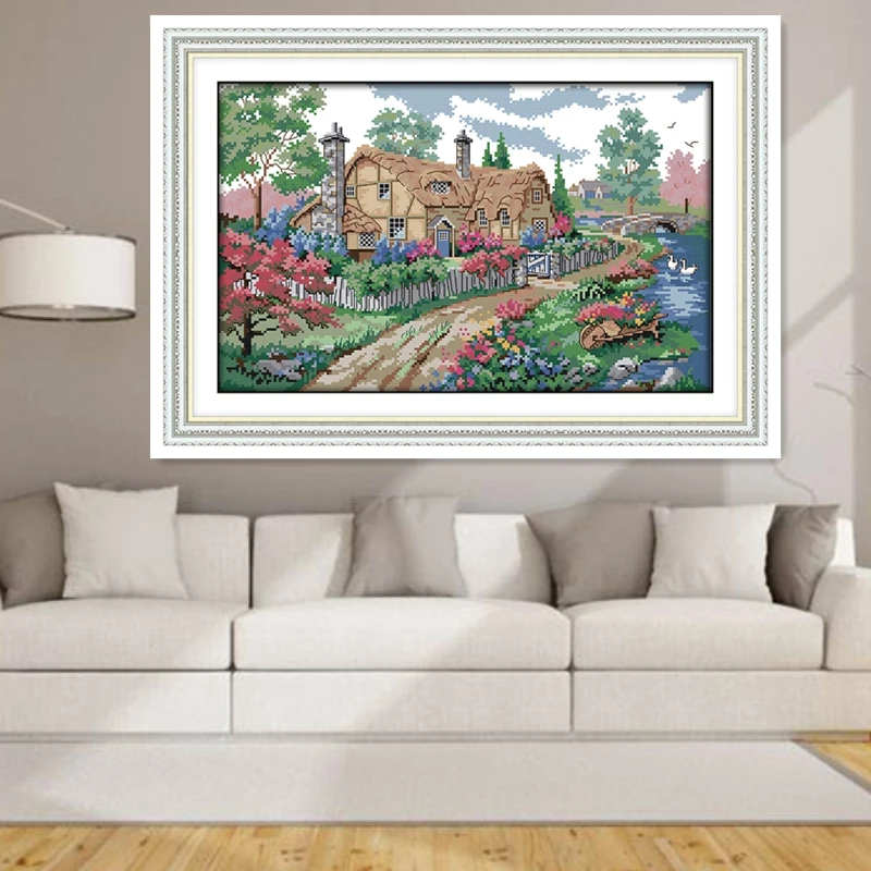Набор для вышивки крестиком домик в стране 8 шт.|counted cross stitch|counted stitch patternscross set |
