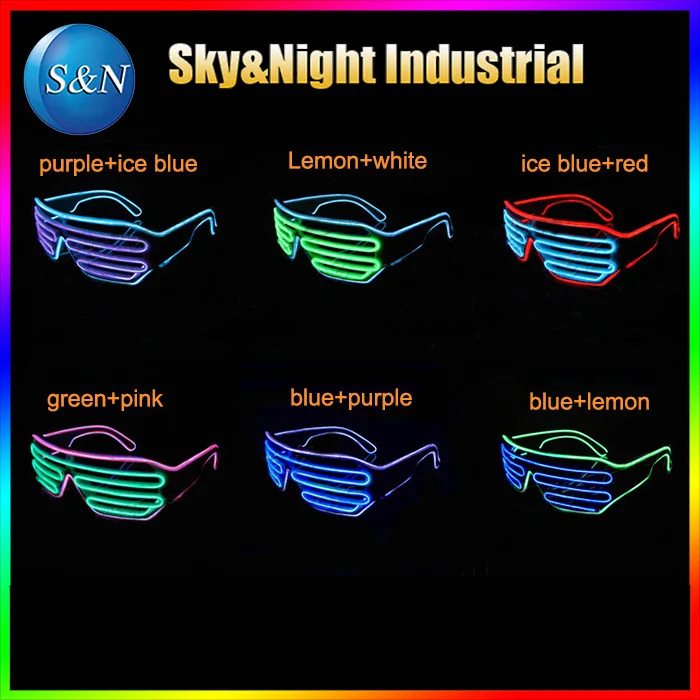 

EL wire two colors mix flashing glasses LED glasses EL glasses 3PC/lot