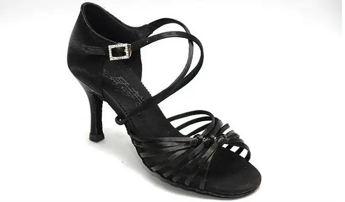 Black heel 75mm Обувь для бальных танцев, латинских танцев, женская обувь для сальсы, Танго, BD 286, обувь, сумка, кроссовки с черным узлом, спортивная обувь для латинских танцев - Цвет: Black heel 75mm