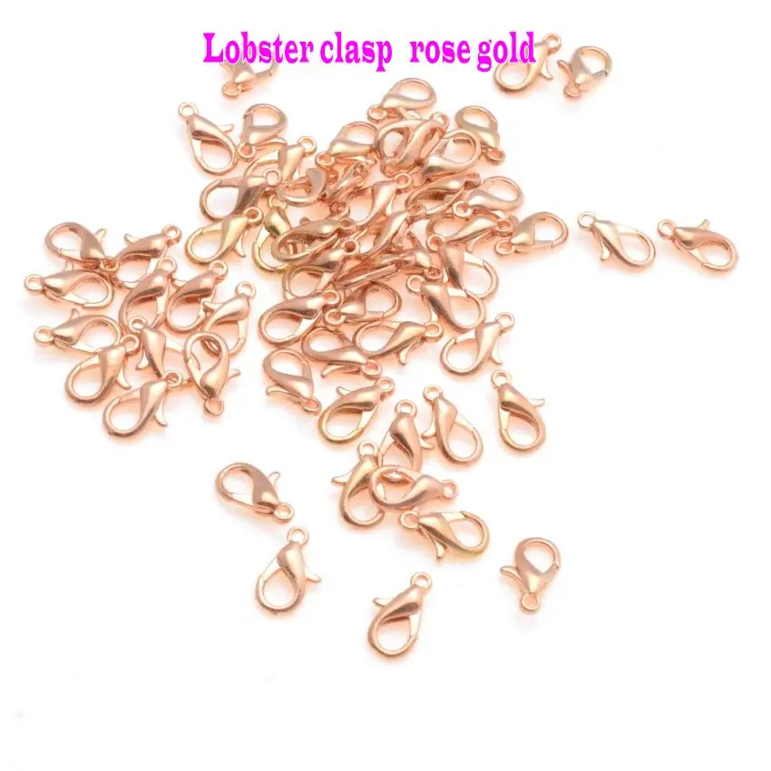 rose gold MIAOCHI ювелирных изделий Diy 12*6 мм 14*7 мм золото/серебро/бронза/Серебряный Тон застежка Лобстер для изготовления ювелирных изделий - Цвет: rose gold