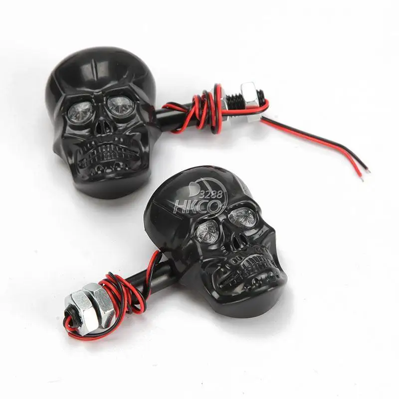 free shipping Black Skull Head Motorcycle Turn Signal Indicator For Yamaha Honda Suzuki Kawasaki Harley Davidson Ducati KTM ... |