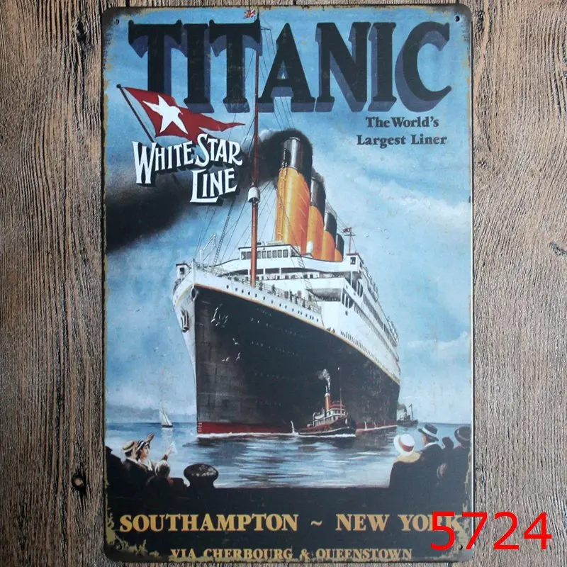 Оптовая продажа Titanic Lundry сервис Девушка Ретро Авто Олово живопись бар клуб
