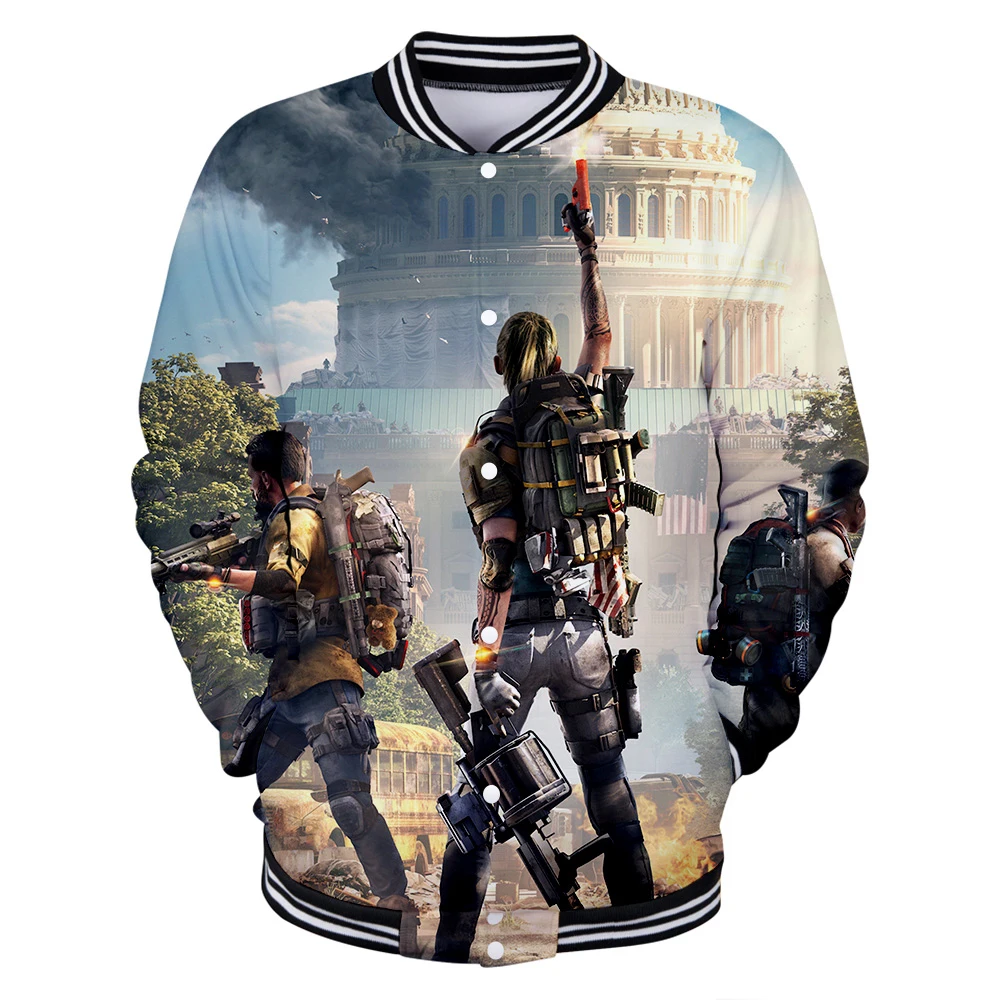 2019 Casual Men Jacket Tom Clancy's The Division 3d Comfortable Baseball Streetwear Stand Collar Sweatshirt | Мужская одежда