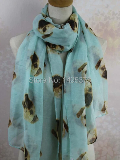 200 шт./лот шарф с принтом мопса шаль Пашмина собаки 90*180 см петля для бесплатная