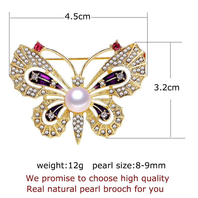 

ZHBORUINI 2019 High Quality Natural Freshwater Pearl Brooch Pearl Butterfly Brooch Gold Color Pearl Jewelry For Women Gift