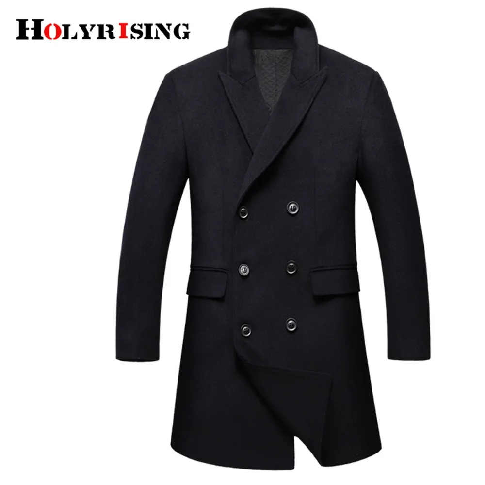Holyrising мужское шерстяное пальто с двумя пуговицами утепленное Manteau Homme Hiver