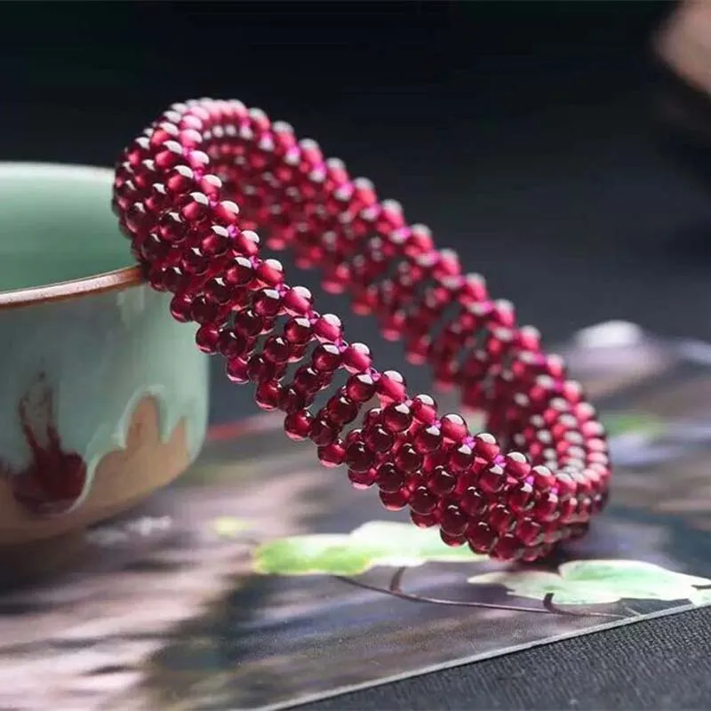 Браслет KYSZDL из бутика ручной работы с натуральным гранатом Модный женский