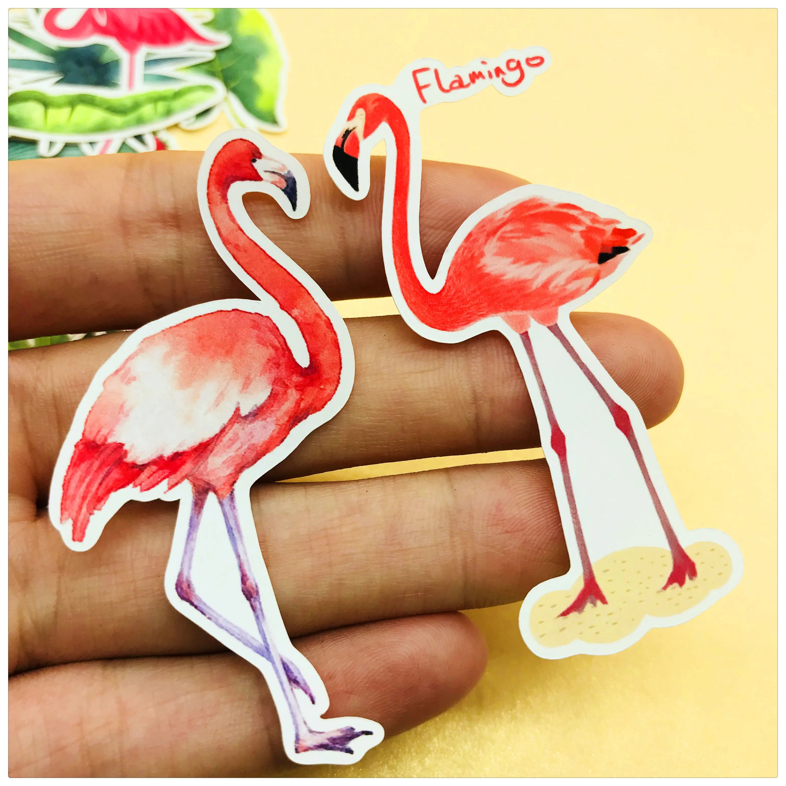 

35 PCS Cute Flamingo Big Leaf Plant Decoration Junk Journal Planner Deco Stickers DIY Diary Scrapbook Label Stikers Stationery