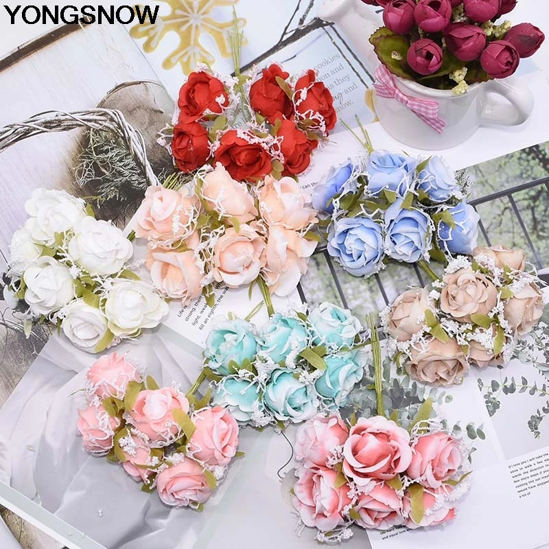 YONGSNOW 36 шт. Красивые Искусственные кружевные шелковые цветы розы свадебный букет для свадебного украшения дома искусственные растения искусственные цветы
