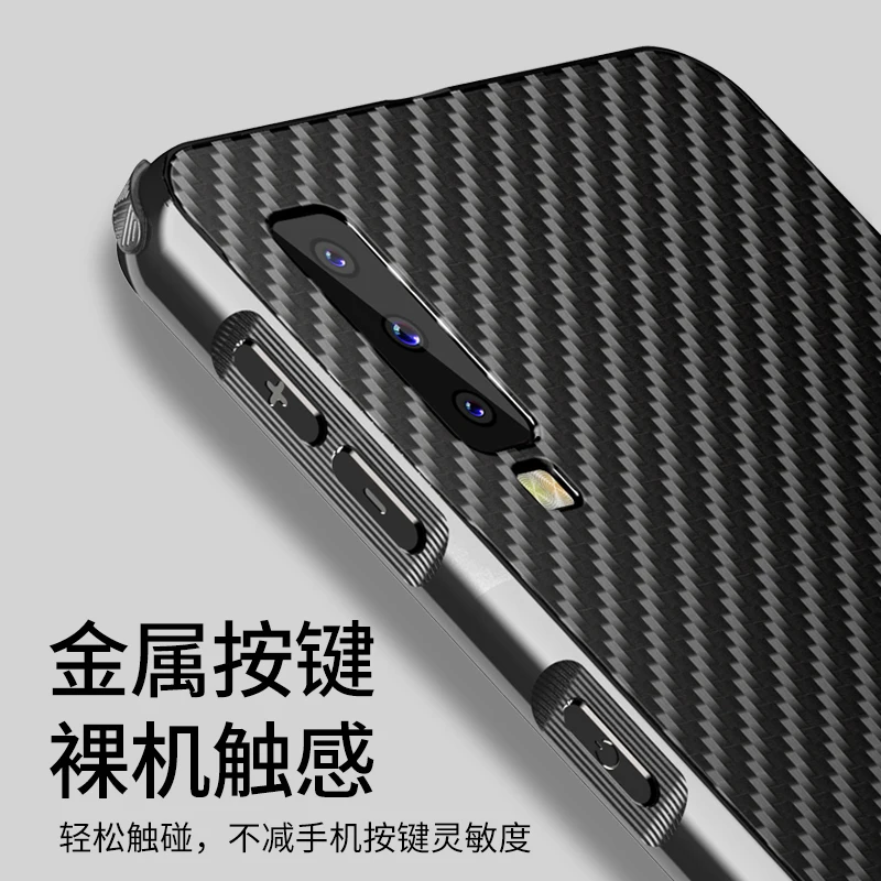 For Samsung A7 2018 Case Aluminum Metal Frame+Carbon Fiber Hard Cover for A750 A750F Shockproof Phone Shell |