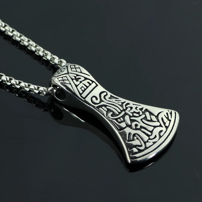 Vintage Norse Viking Ax Pendant Men's Scandinavian Retro Silvery Axe Necklace Thor Odin Loki Asgard Jewelry | Украшения и