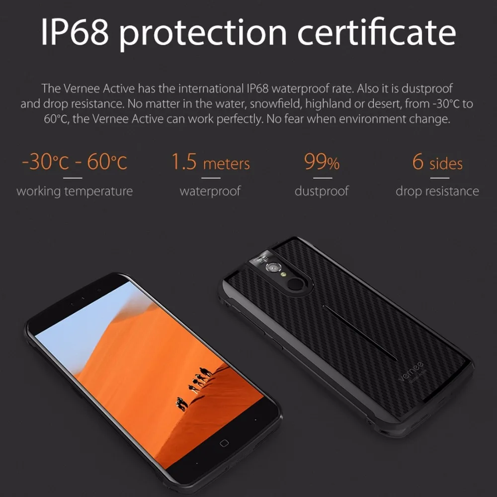 Vernee Active 4 г LTE мобильный телефон 5.5 ''IP68 Водонепроницаемый Android 7.0 helio P25