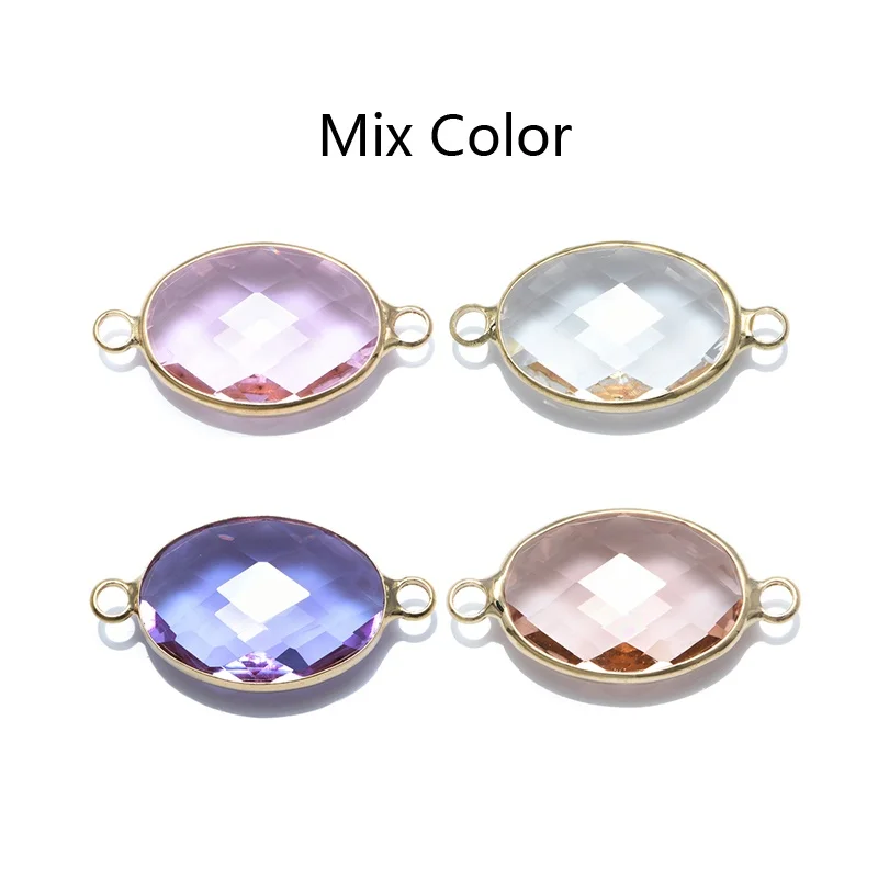 Mix Color 1 4 шт. 13 цветов овальные коннекторы с кристаллами для самостоятельного изготовления ювелирных изделий ручной работы женские браслеты ожерелья принадлежности для сережек оптом - Цвет: Mix Color 1