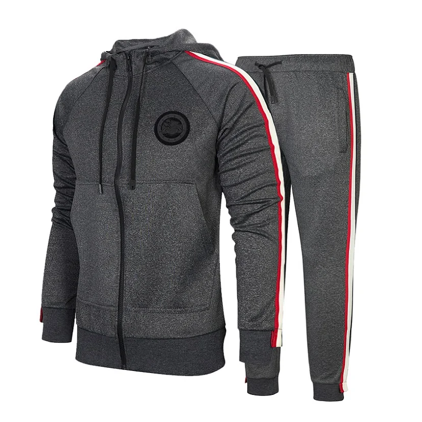 TZ23 Dark Grey Осенний мужской комплект, повседневный спортивный костюм, спортивная толстовка с капюшоном, мужские одноцветные куртки на молнии, 2 шт, толстовки+ штаны, мужские комплекты - Цвет: TZ23 Dark Grey