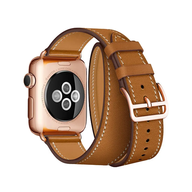Розовое золото застежка удлиненный двойной Тур подлинный ремешок для Apple Watch 4 3 мм