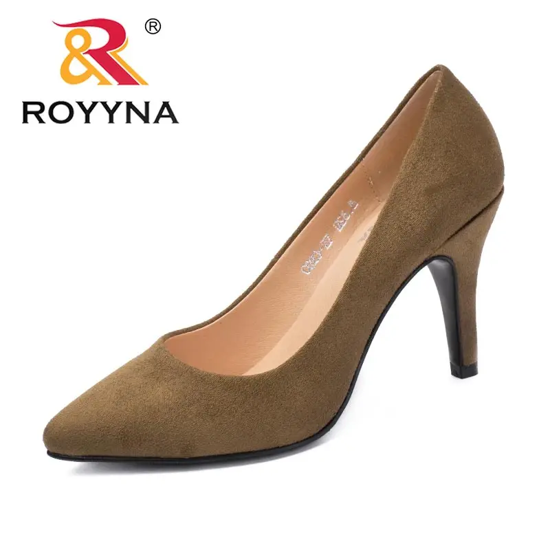 LIGHT COFFEE ROYYNA/Новое поступление; женские туфли-лодочки в сдержанном стиле; женские модельные туфли с острым носком; Женская Офисная обувь из флока; удобная обувь; - Цвет: LIGHT COFFEE