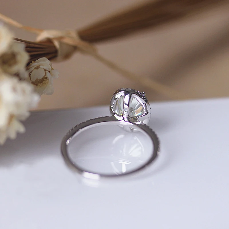 

DUPUY 2018 New Oval Cut About 0.22ct 14k White Gold Engagement Rings Classic Natural Diamonds Round Cut Jewelry D180016