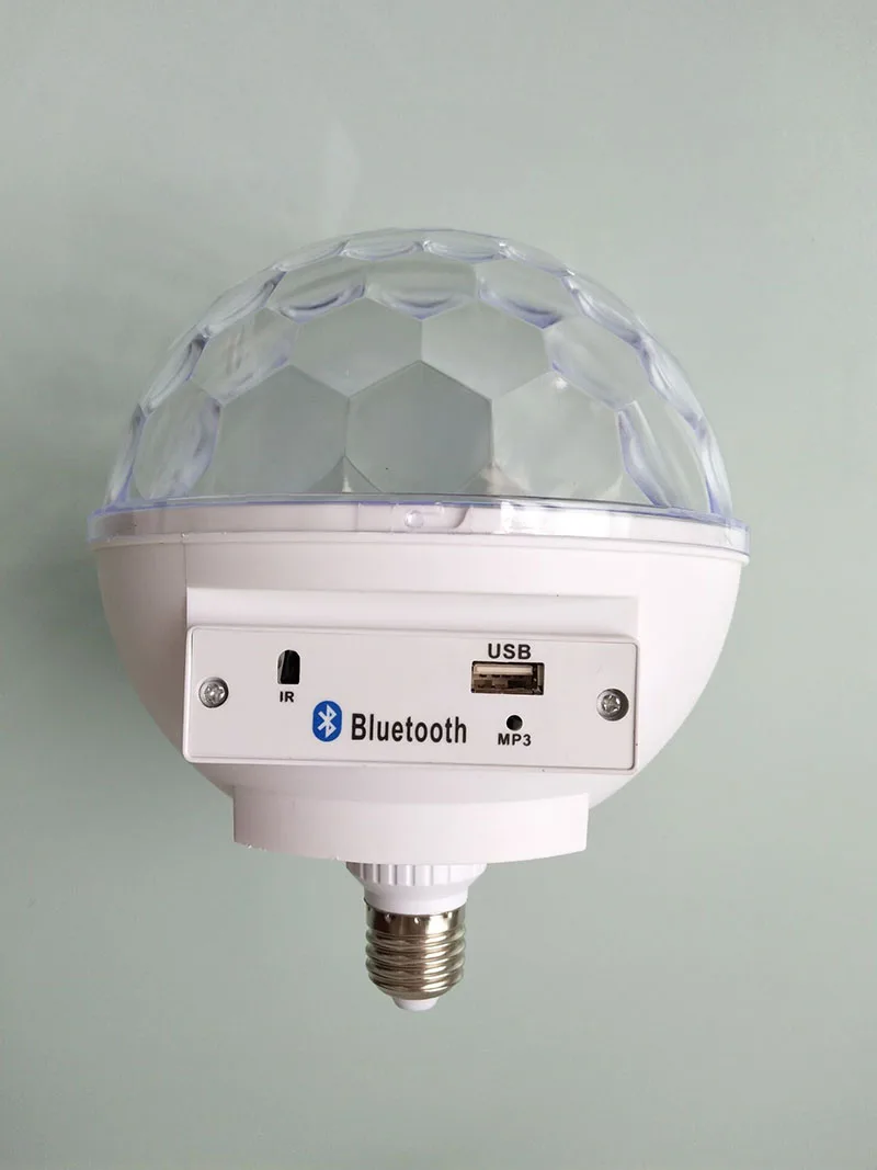 Умная Светодиодная лампа E27 RGB лампада Bluetooth диско шар сценический свет Музыка