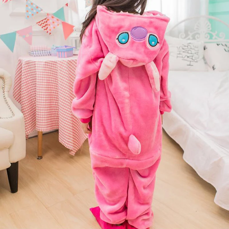 Kid Pink Stitch Cosplay Kigurumi Onesie Child Cartoon Anime Unicorn Jumpsuit Costume Girl Boy Animal Disguise Sleepwear Pajamas |