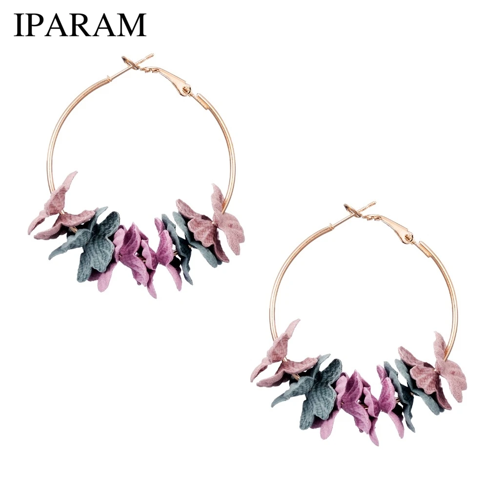 IPARAM корейский 2020 элегантные тканевые цветочные серьги Bijoux Sweety лепесток сплав