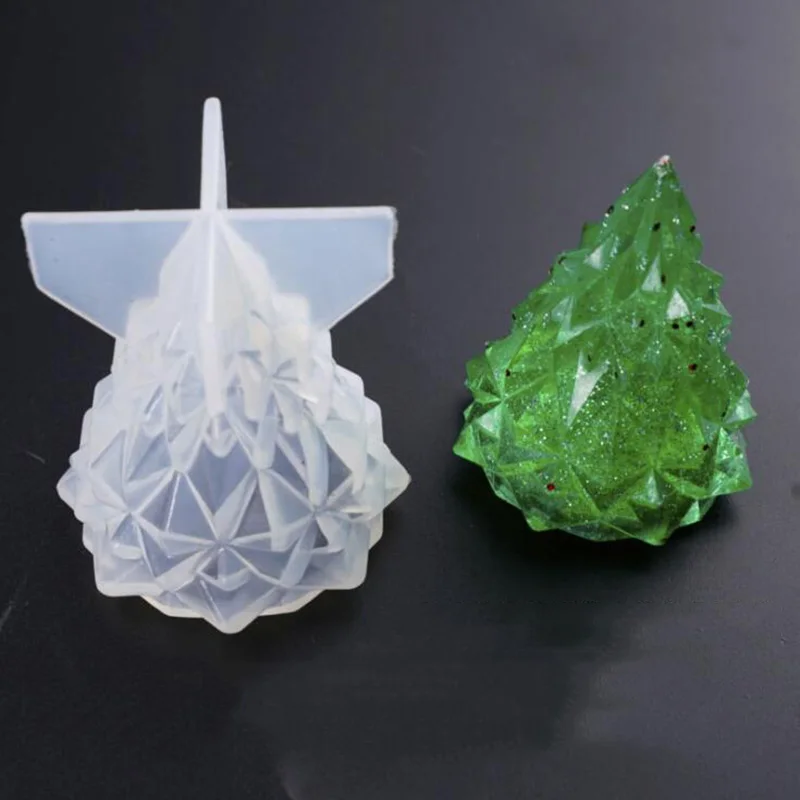Форма рождественской елки, кристальная эпоксидная форма, 3D гипсовая силиконовая форма для украшения автомобиля, квадратная форма для свечей из смолы