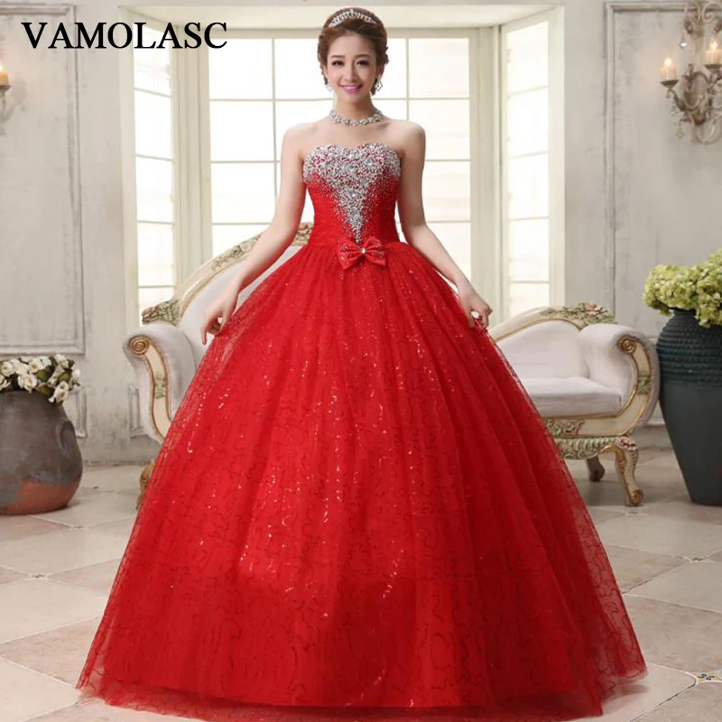 VAMOLASC Кристальное кружевное бальное платье без бретелек свадебные платья