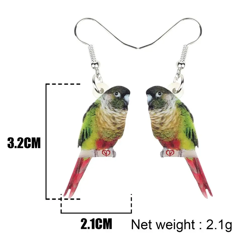 Милые акриловые серьги WEVENI в виде зеленых щек попугаев птиц Висячие капли модные