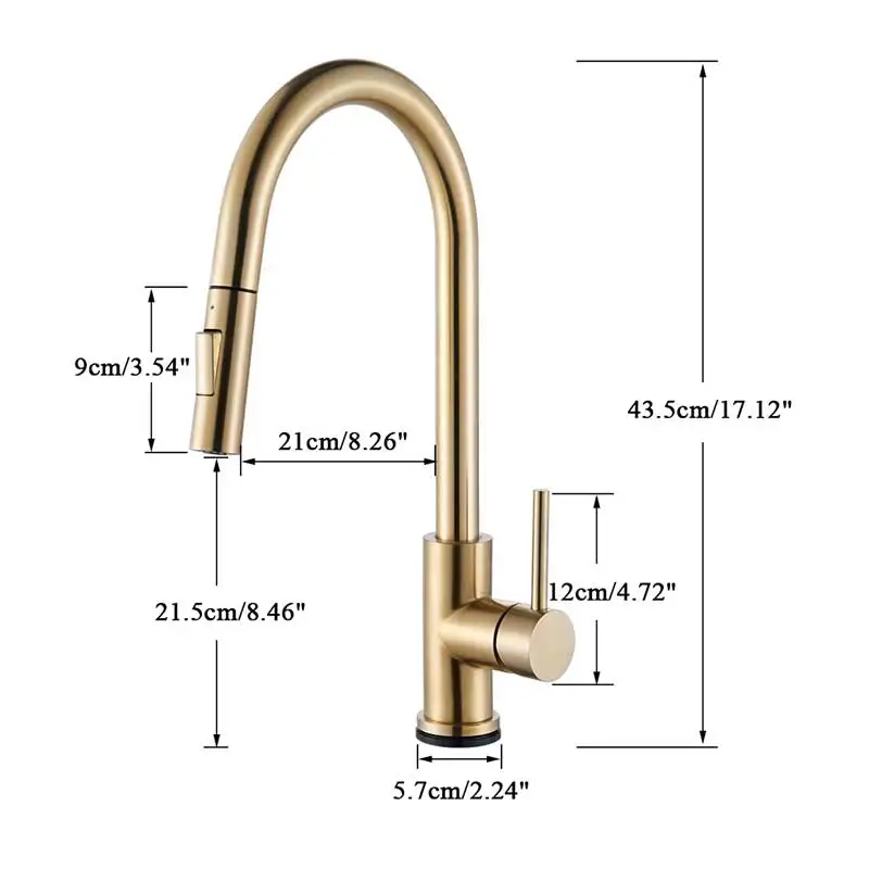 Brushed Gold Pull Out Touch Sensor Kitchen Faucet 360 Rotation Smart Tap Single Handle Mixer | Обустройство дома