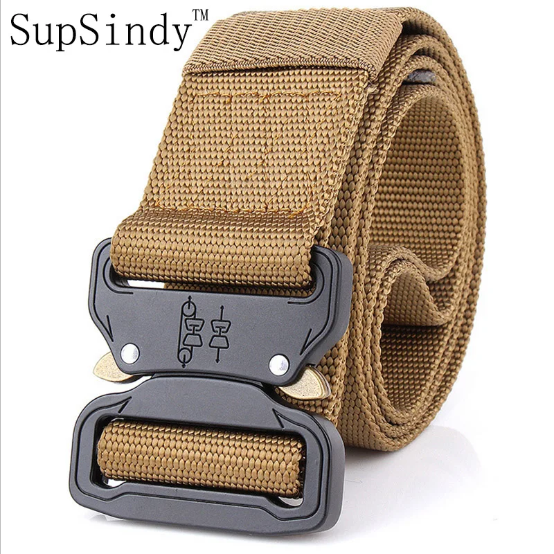 SupSindy men's canvas belt plastic insert buckle military nylon Training belt Army tactical belts for Men top quality male strap