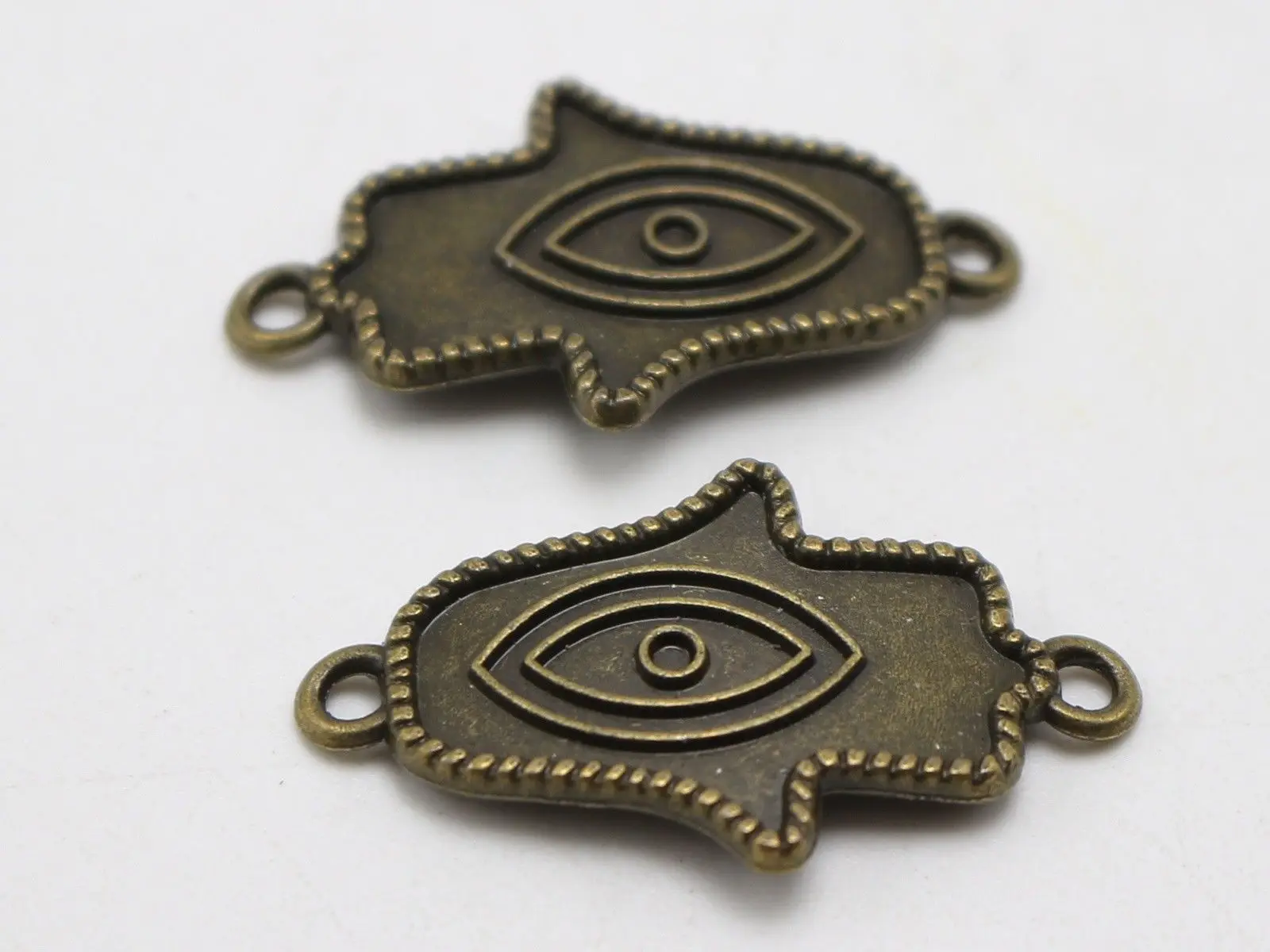 

20 Bronze Tone Kabbalah EYE Hamsa Hand Pendant Connector Charm 19X33mm